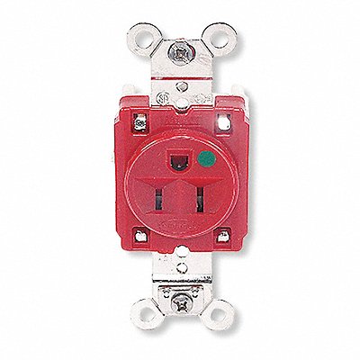 HUBBELL HBL8210R Receptacle Red 15 A 2P3W Back Side 1PK