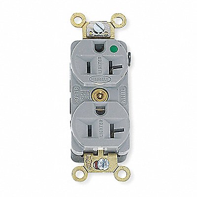 HUBBELL HBL8300HG Receptacle Grey 20 A 2P3W Back Side 1PK