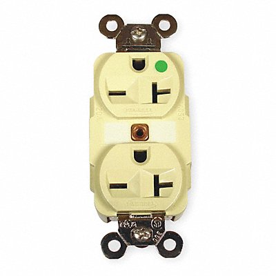 HUBBELL HBL8400I Receptacle Ivory 20 A 2P3W Back Side 1PK