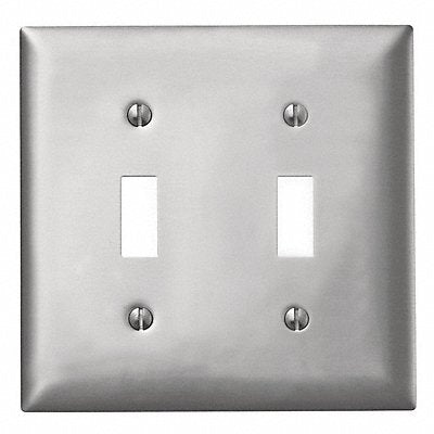 HUBBELL SA2 Tgl Switch Wall Plate Standard Silver 2Gng Brsh