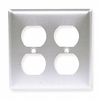 HUBBELL SS82 Dup Recept Wall Plate Standard Silver 2Gng Brsh
