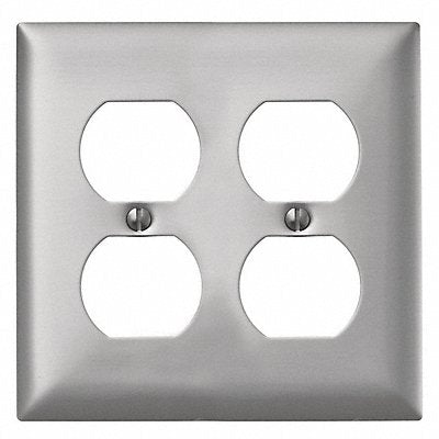 HUBBELL SA82 Dup Recept Wall Plate Standard Silver 2Gng Brsh