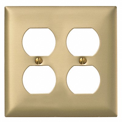 HUBBELL SB82 Dup Recept Wall Plate Stnd Brass 2Gng Brsh