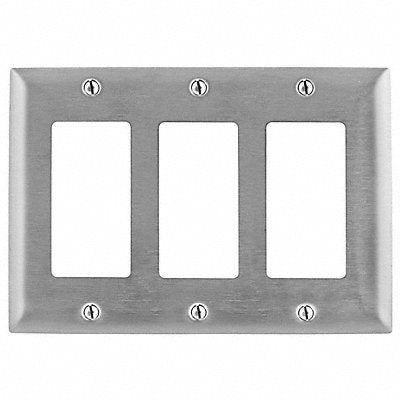 HUBBELL SS263 Rocker Wall Plate Standard Silver 3Gng Smth