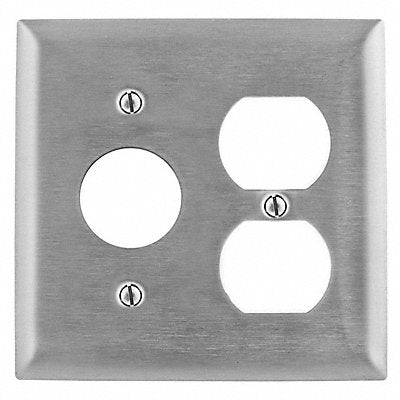 HUBBELL SS78 Sng/Dup Rcpt Wall Plate Stnd Slvr 2 Gang Smooth