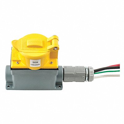 HUBBELL WIRING DEVICE-KELLEMS SR50 Prewired Receptacle 125/250V CS6369 Yellow