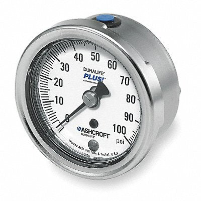 ASHCROFT 251009SW02BX6B100 D0994 Pressure Gauge 0 to 100 psi 2-1/2In
