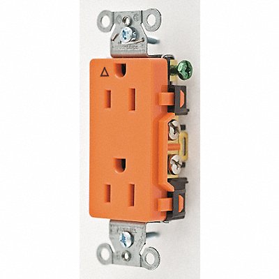 HUBBELL IG15DR Recept Orange 15 A 2P3W Back Side 1PK