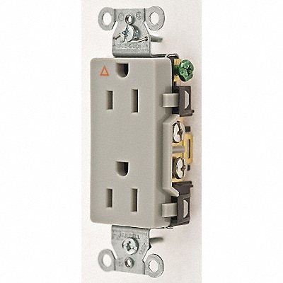 HUBBELL IG15DRGRY Receptacle Grey 15 A 2P3W Back Side 1PK