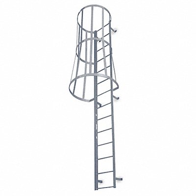 COTTERMAN M17SCC1 Fixed Ladder with Safety Cage 16 ft 3in H