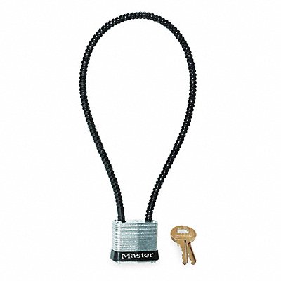 MASTER LOCK 107DPST Keyed Padlock Rectangle Black Silver