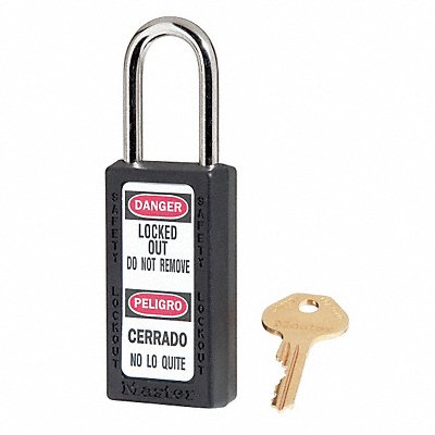 MASTER LOCK 411BLK D1948 Lockout Padlock KD Black 3 H