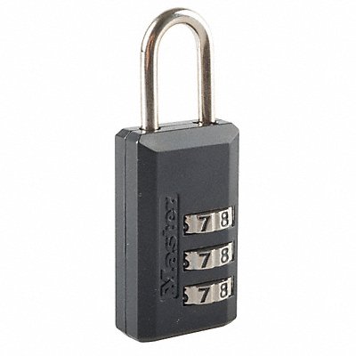 MASTER LOCK 646D Luggage Padlock 1 1/2 in Rectangle Black