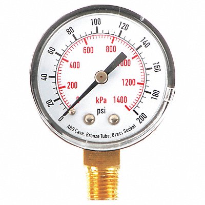 GRAINGER 4FLU3 D1338 Pressure Gauge Test 2 In