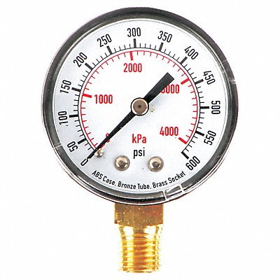 GRAINGER 4FLU6 D1338 Pressure Gauge Test 2 In