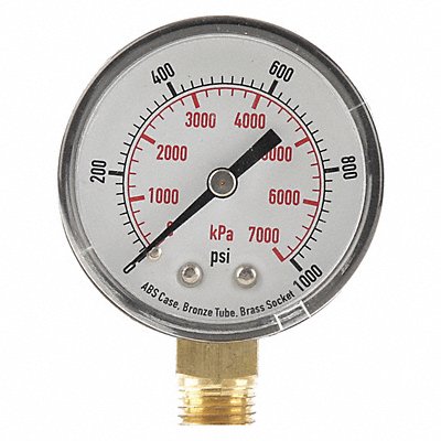 GRAINGER 4FLU7 D1338 Pressure Gauge Test 2 In