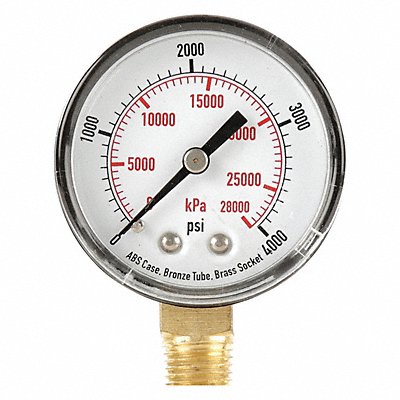 GRAINGER 4FLV1 D1338 Pressure Gauge Test 2 In
