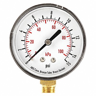 GRAINGER 4FLV6 D1343 Pressure Gauge Test 2-1/2 In