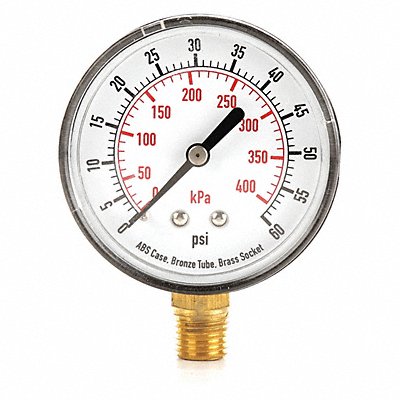 GRAINGER 4FLV8 D1343 Pressure Gauge Test 2-1/2 In