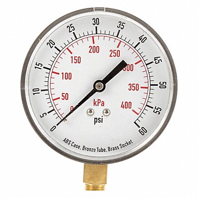 GRAINGER 4FLX7 D1348 Pressure Gauge Test 3-1/2 In