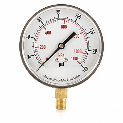 GRAINGER 4FLX9 D1348 Pressure Gauge Test 3-1/2 In