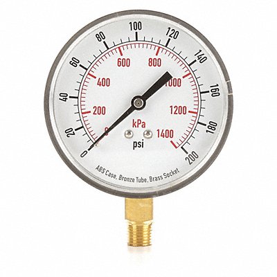 GRAINGER 4FLY1 D1348 Pressure Gauge Test 3-1/2 In