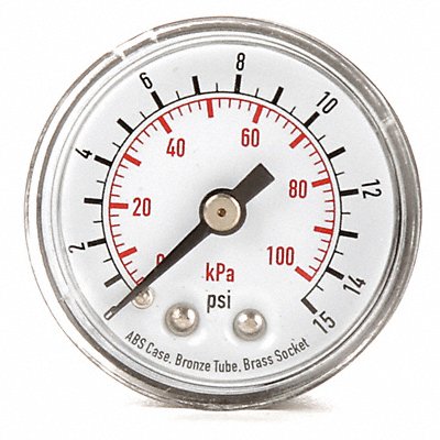 GRAINGER 4FLZ4 D1335 Pressure Gauge 0 to 15 psi 0 to 100 kPa