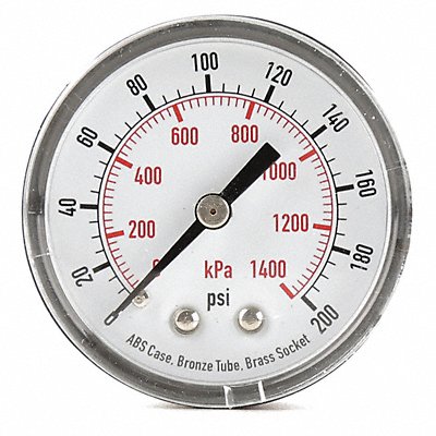 GRAINGER 4FMC8 D1339 Pressure Gauge Test 2 In