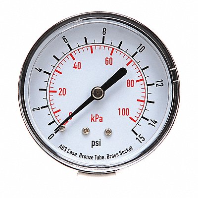 GRAINGER 4FME2 D1344 Pressure Gauge Test 2-1/2 In