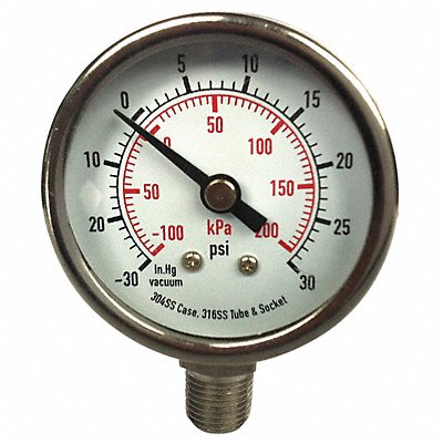 GRAINGER 4FMH7 D1353 Vacuum Gauge Test 1-1/2 In