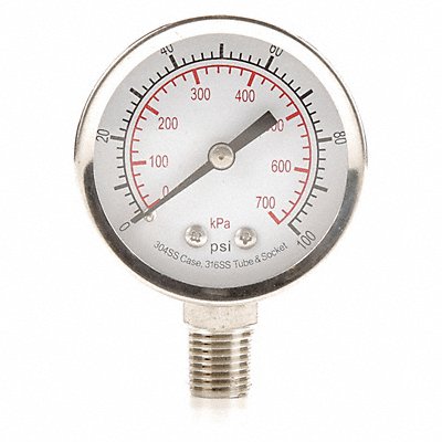 GRAINGER 4FMK7 D1357 Pressure Gauge Test 2 In