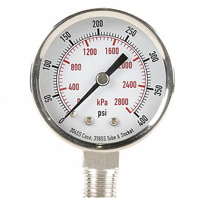 GRAINGER 4FML2 D1357 Pressure Gauge Test 2 In