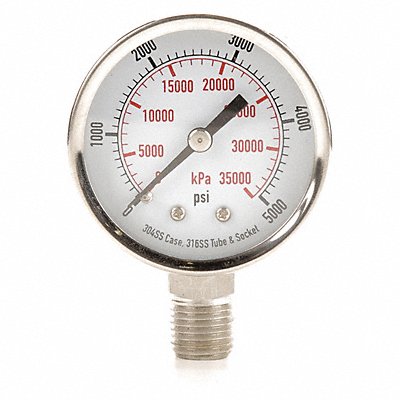 GRAINGER 4FML7 D1357 Pressure Gauge Test 2 In