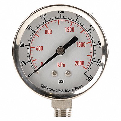 GRAINGER 4FMN6 D1362 Pressure Gauge Test 2-1/2 In