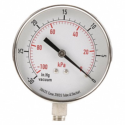 GRAINGER 4FMP4 D1366 Vacuum Gauge Test 3-1/2 In