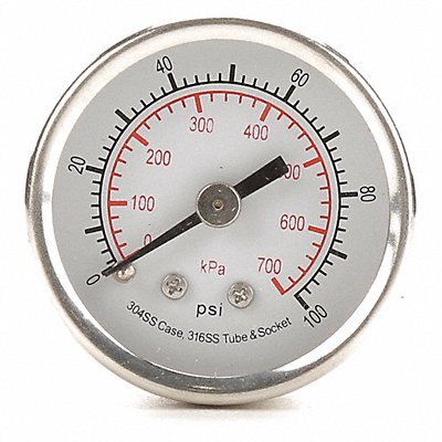 GRAINGER 4FMT4 D1354 Pressure Gauge Test 1-1/2 In