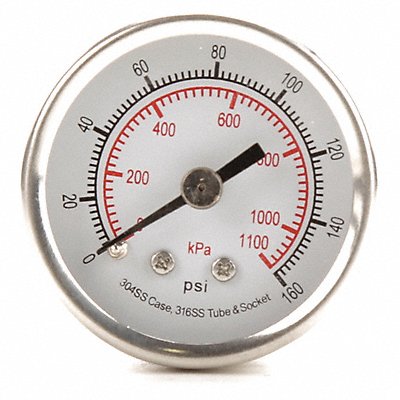 GRAINGER 4FMT5 D1354 Pressure Gauge Test 1-1/2 In