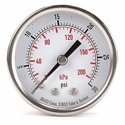 GRAINGER 4FMU7 D1358 Pressure Gauge Test 2 In