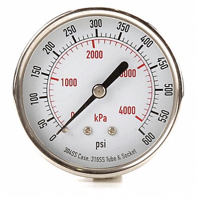 GRAINGER 4FMX1 D1363 Pressure Gauge Test 2-1/2 In