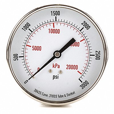 GRAINGER 4FMY9 D1367 Pressure Gauge Test 3-1/2 In
