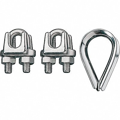 RONSTAN ID00340403 Wire Rope U-Bolt Clip and Thimble Kit