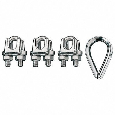 RONSTAN ID00340412 Wire Rope U-Bolt Clip and Thimble Kit