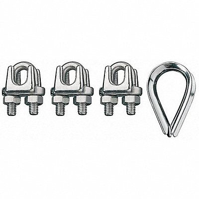 RONSTAN ID00340419 Wire Rope U-Bolt Clip and Thimble Kit