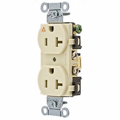 HUBBELL IG20CRI Receptacle Ivory 20 A 2P3W Side 1PK