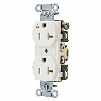 HUBBELL IG20CRWHI Receptacle White 20 A 2P3W Side 1PK