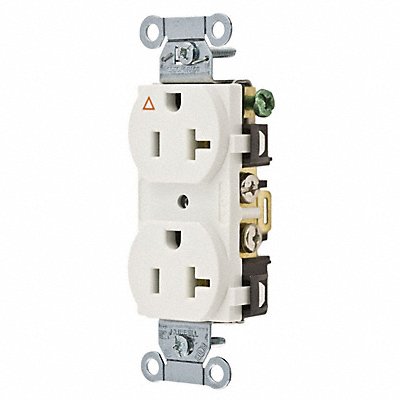 HUBBELL IG5352W Recept White 20 A 2P3W Back Side 1PK