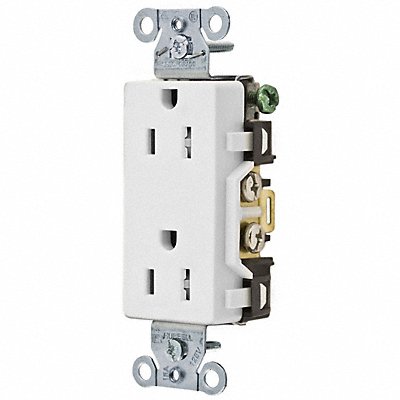 HUBBELL DR15WHITR Recept White 15 A 2P3W Back Side 1PK