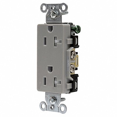 HUBBELL DR20GRYTR Receptacle Grey 20 A 2P3W Back Side 1PK