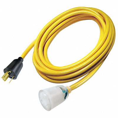 POWER FIRST 4GAA4 Lighted Extension Cord 100ft 10Ga 20A SJTOW Yel