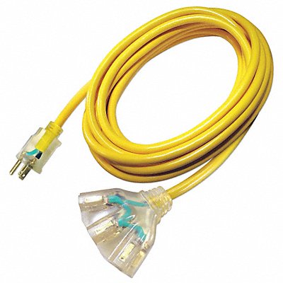 POWER FIRST 4GAD3 Extension Cord 25ft 10Ga 15A SJTOW Yel